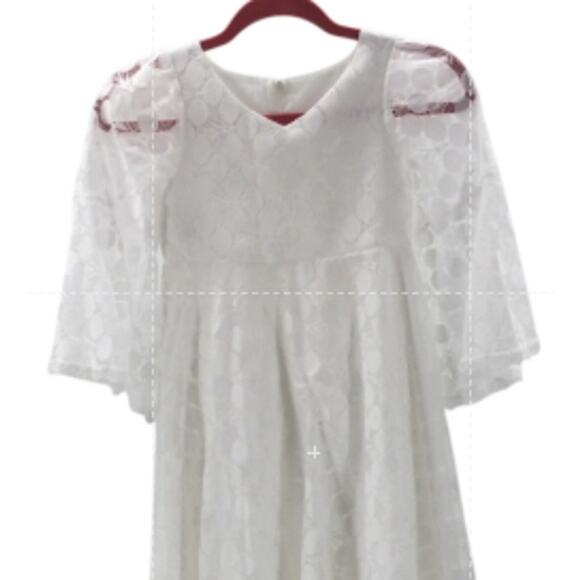 FLOWER GIRL PARTY SZ 10-11 Y white burnout half sleeve tiered dress NEW b82 - Picture 3 of 7